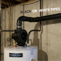 Existing Power Vent Tank (<b>Plastic</b> pipes go out the side wall)