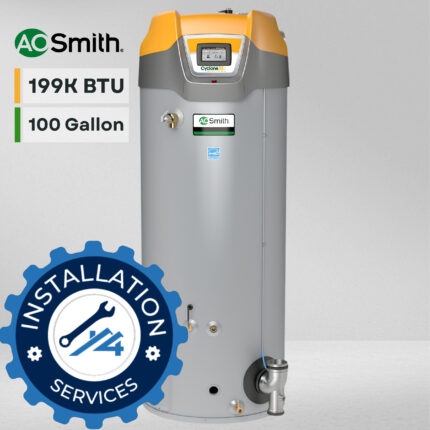 A. O. Smith Cyclone Mxi high-efficiency commercial condensing gas water heater with touchscreen - 199k btu 100gal - 4most energy