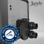 Jandy JXi Series Gas Pool Heater – Close-Up of Water Inlet and Outlet Connection Ports