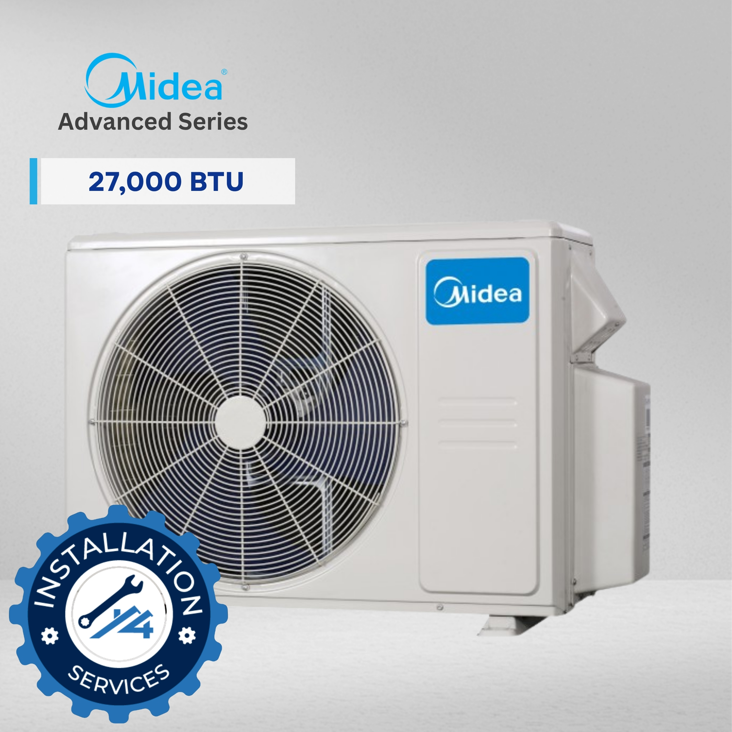 midea-mo4ex-h27b-multi-zone-heat-pump Midea MO4EX-H27B-2A 27,000 BTU R454B multi-zone inverter heat pump outdoor unit.