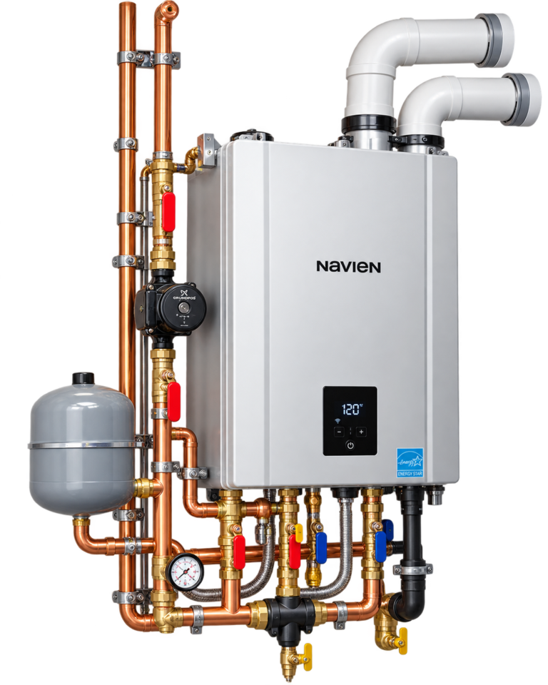 Wall-hung Condo Combi Boiler with expansion tank and copper piping