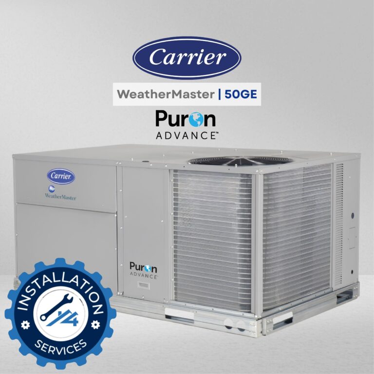 Carrier WeatherMaster 50GE light commercial electric rooftop unit with Puron Advance refrigerant